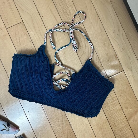 Size Large 2 Piece Swimsuit Sexy Tie Front Lace up Retro Bikini Sets Bundle - Picture 7 of 14